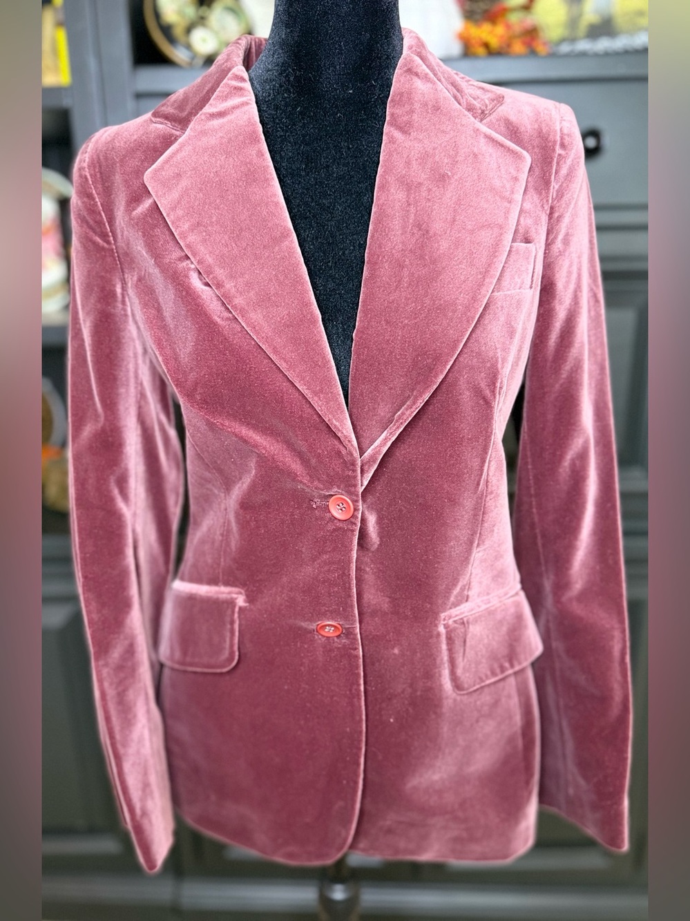 Vintage 80’s Casual Corner Maroon velvet jacket blazer lapel collar preppy chic